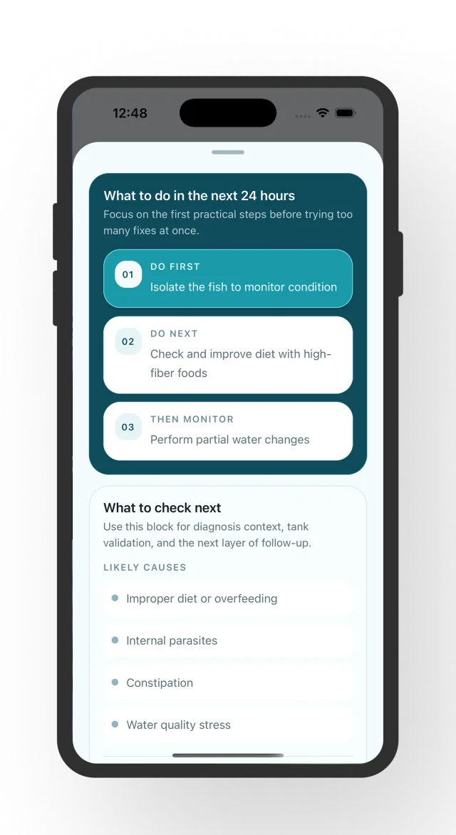 Fish Disease Identifier next steps screen